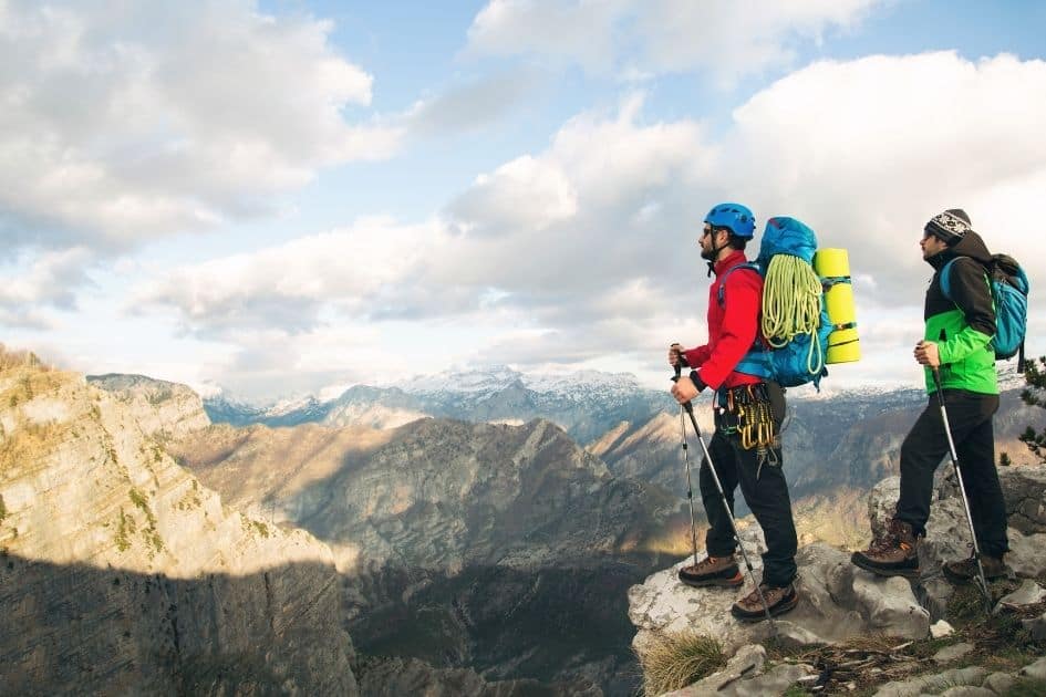 Hikers with their mountaineering gear