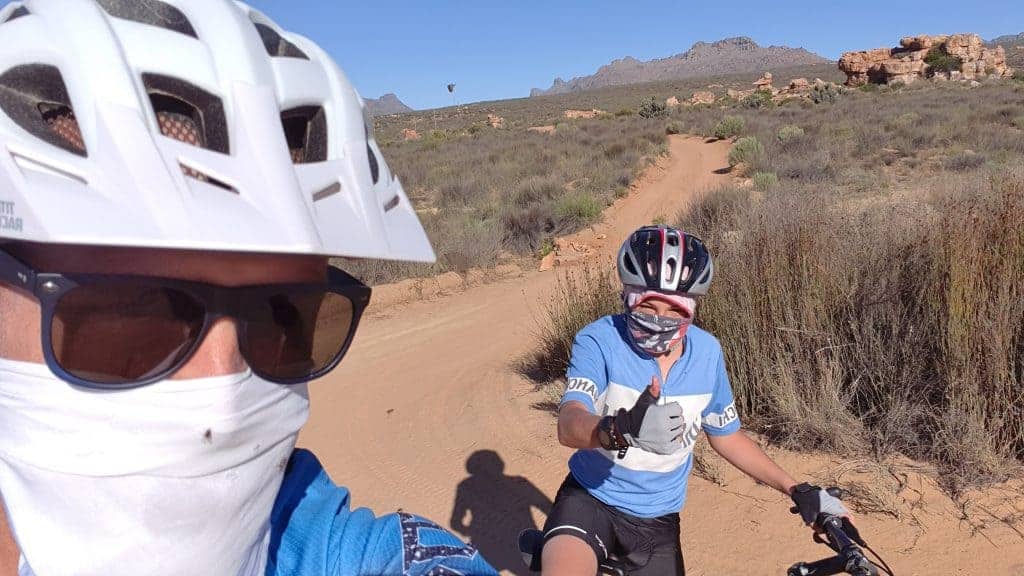 wearing bandanas up to avoid the flies