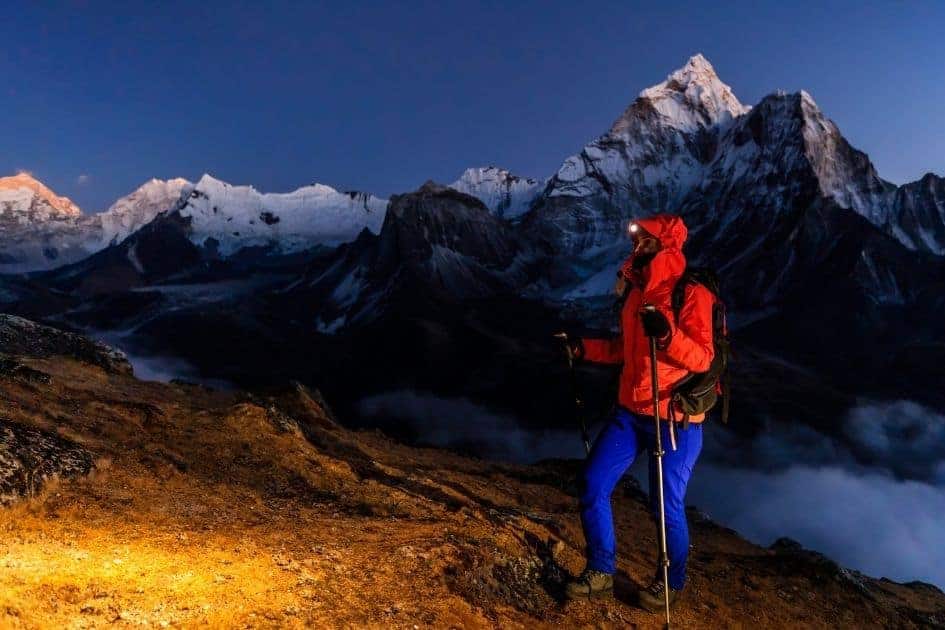 woman nighttime headlamp