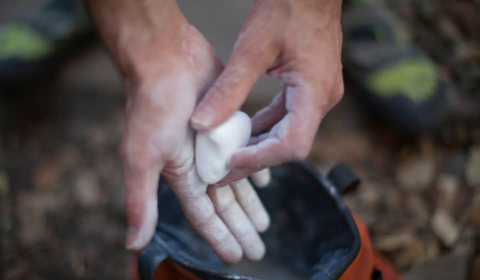 chalk up before bouldering