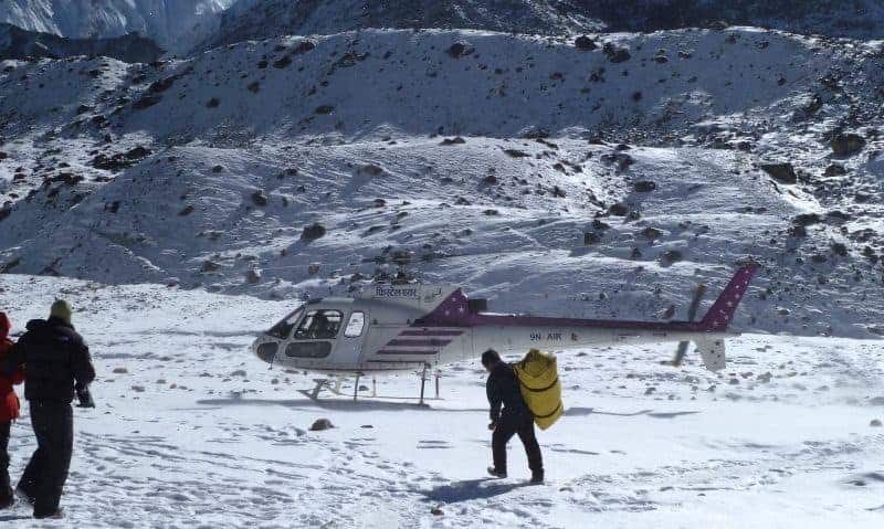 helicopter rescue at gorak shep, nepal