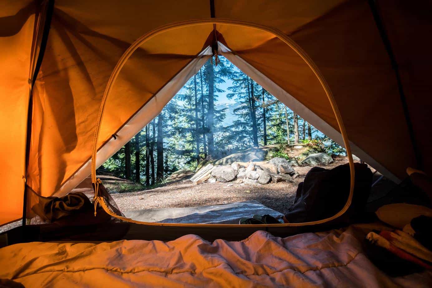 inside view from camping tent