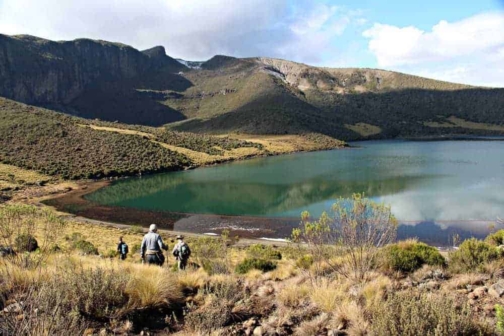 hiking to lake Alice, mt kenya