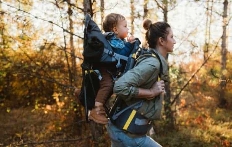 mom hiking baby carrier
