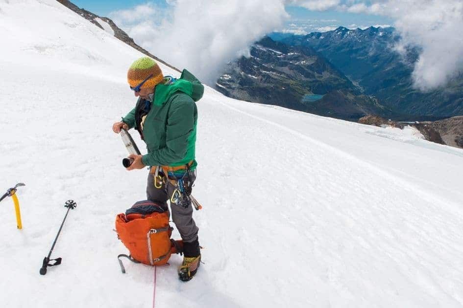Mountaineer taking a water break