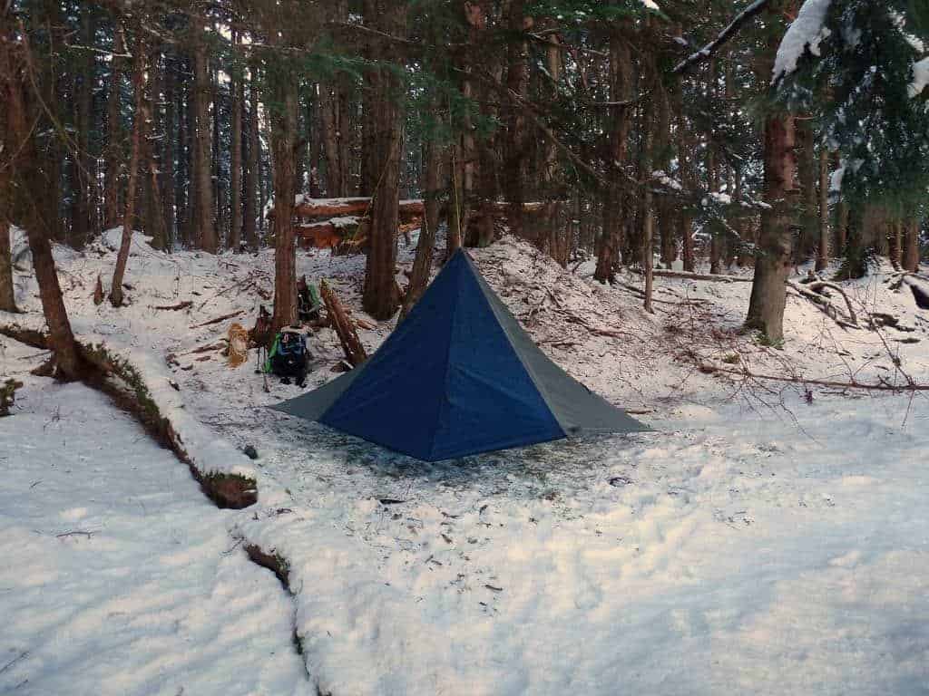 winter tarp camping has particular challenges