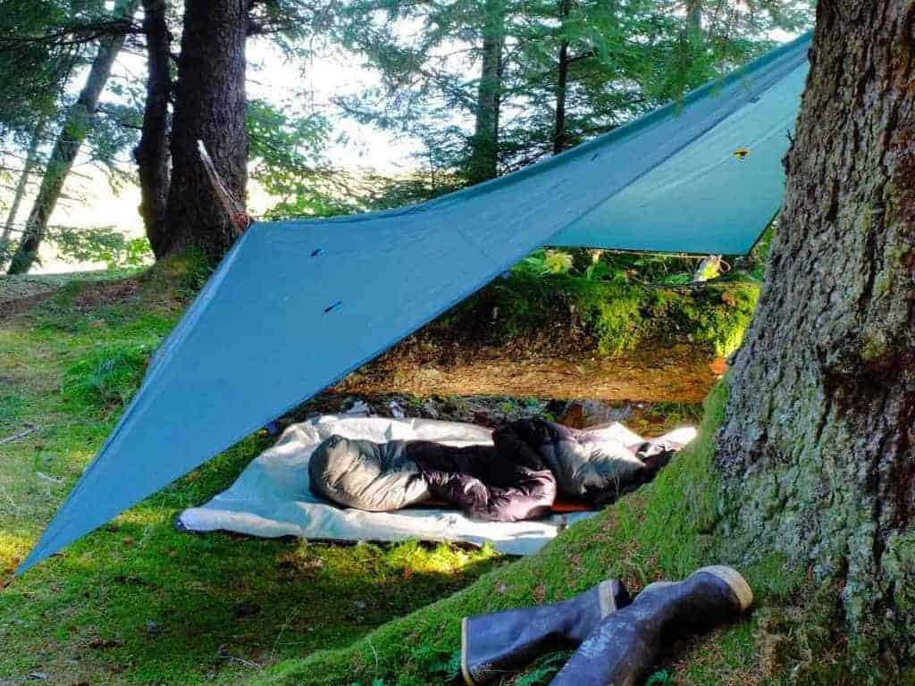 tarp camping setup 