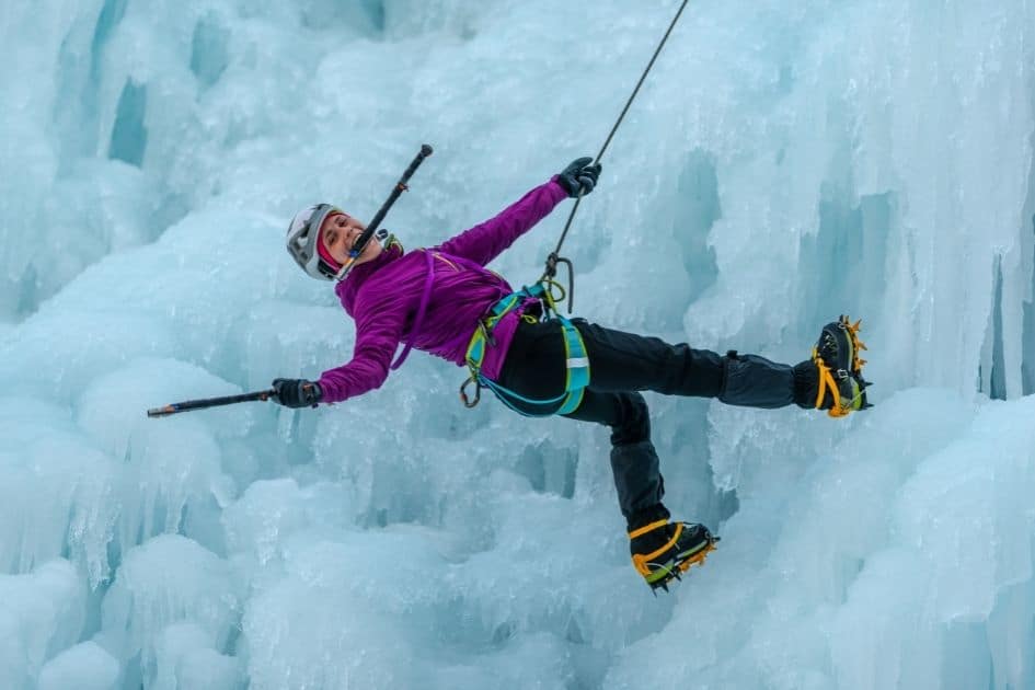 Ice climber with ice tools