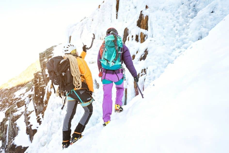 Climbers with mountaineering gear