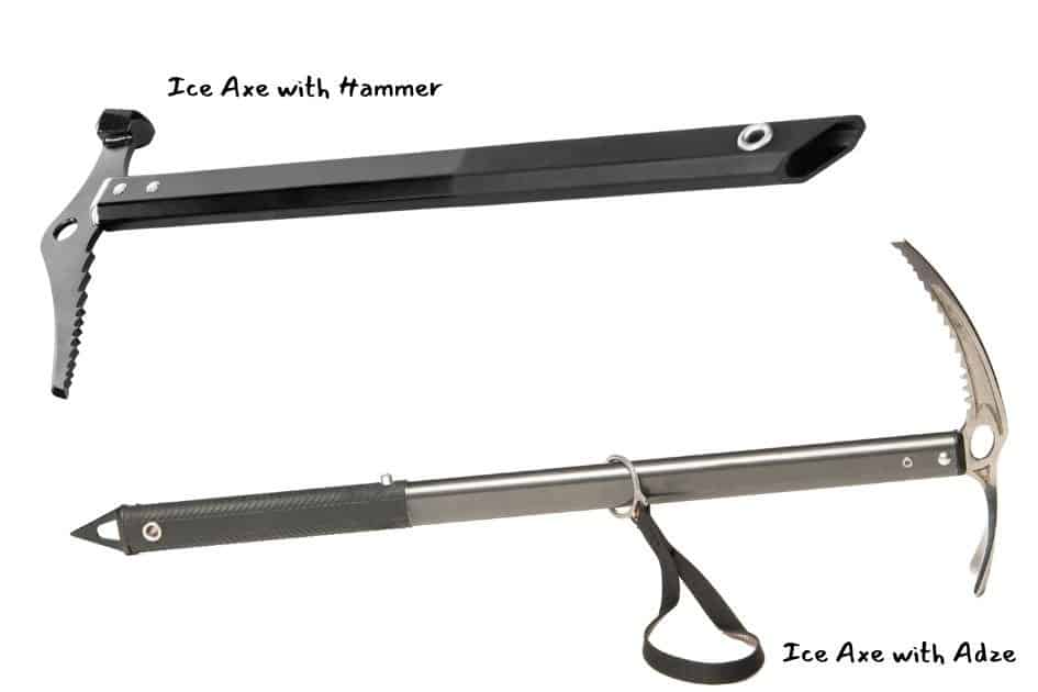Ice axe adze vs Ice axe Hammer