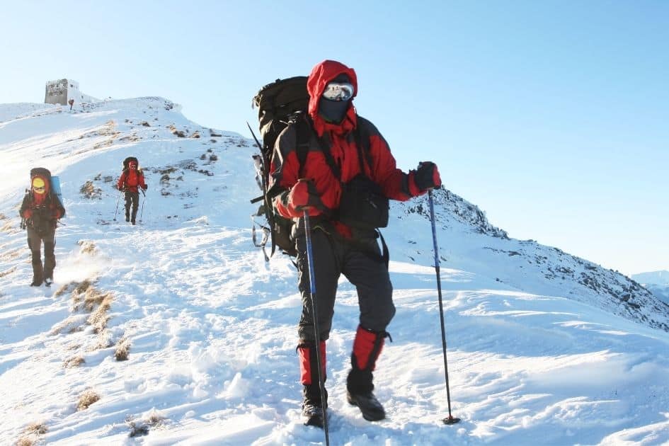 Mountaineer descending a mountain