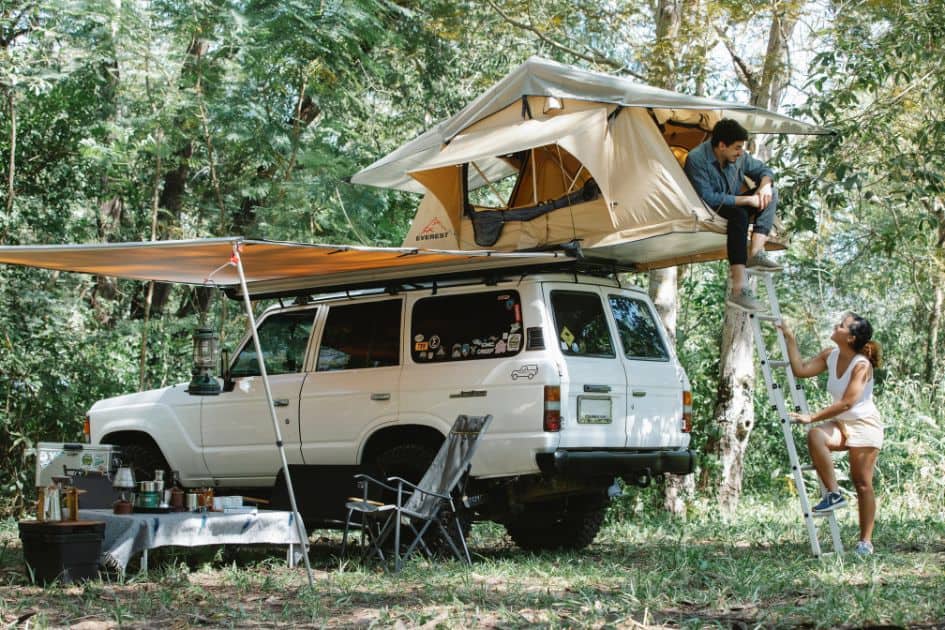 Campers with rooftop tent
