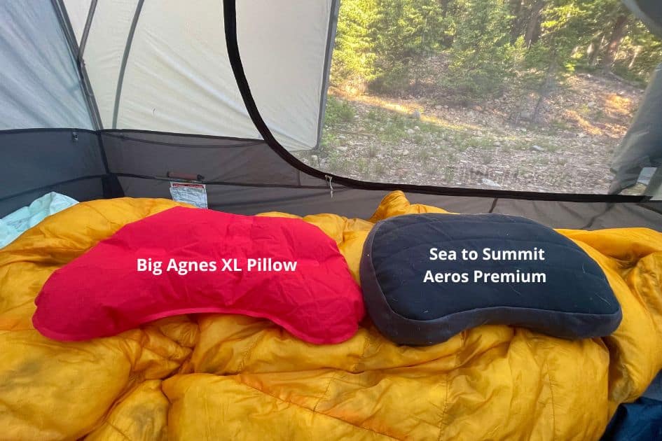 Camp Pillows  on top of sleeping bag