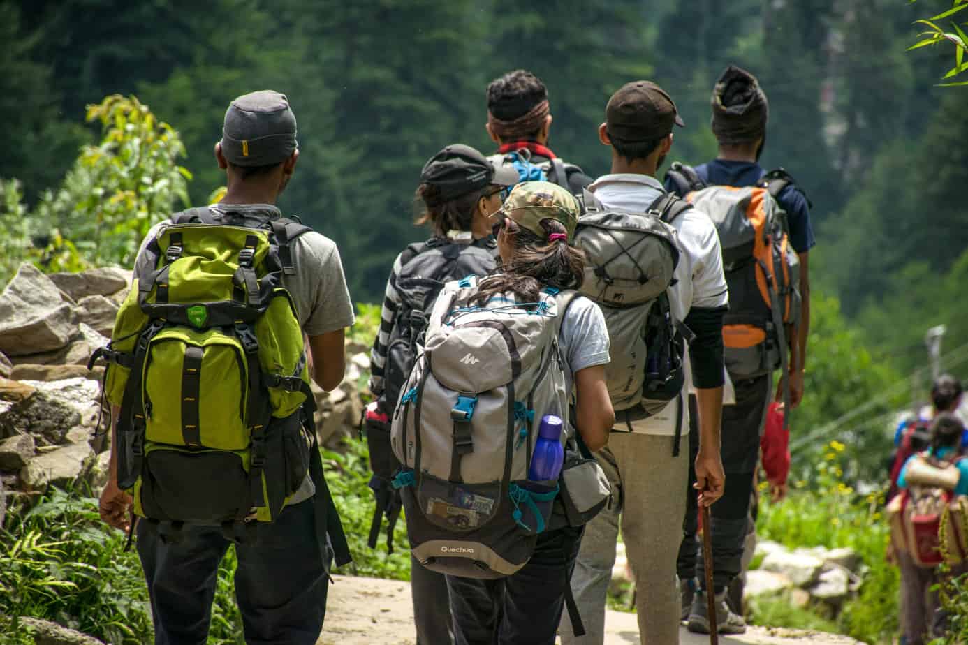 hikers with hiking daypack hiking backpacks on friends