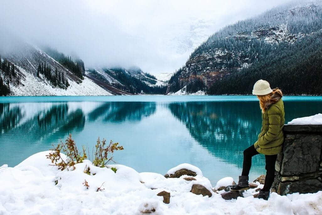 woman winter hiking