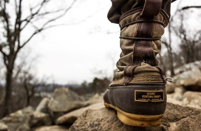 hiking boots on rocks